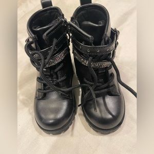 toddler size 7 black booties with rhinestones